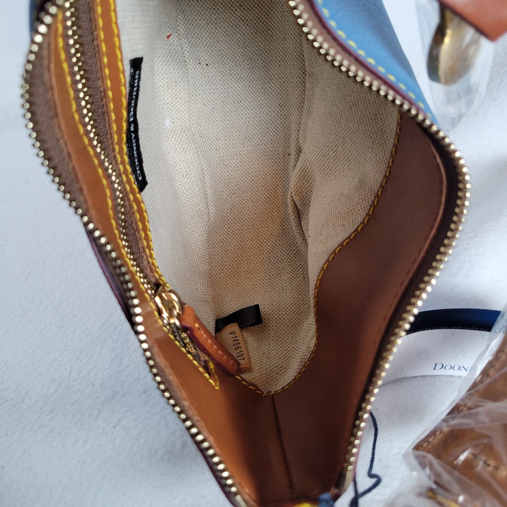 Dooney & Bourke Womens Demi Shoulder Bag All Weather Pebble Leather Denim Blue - Picture 8 of 12